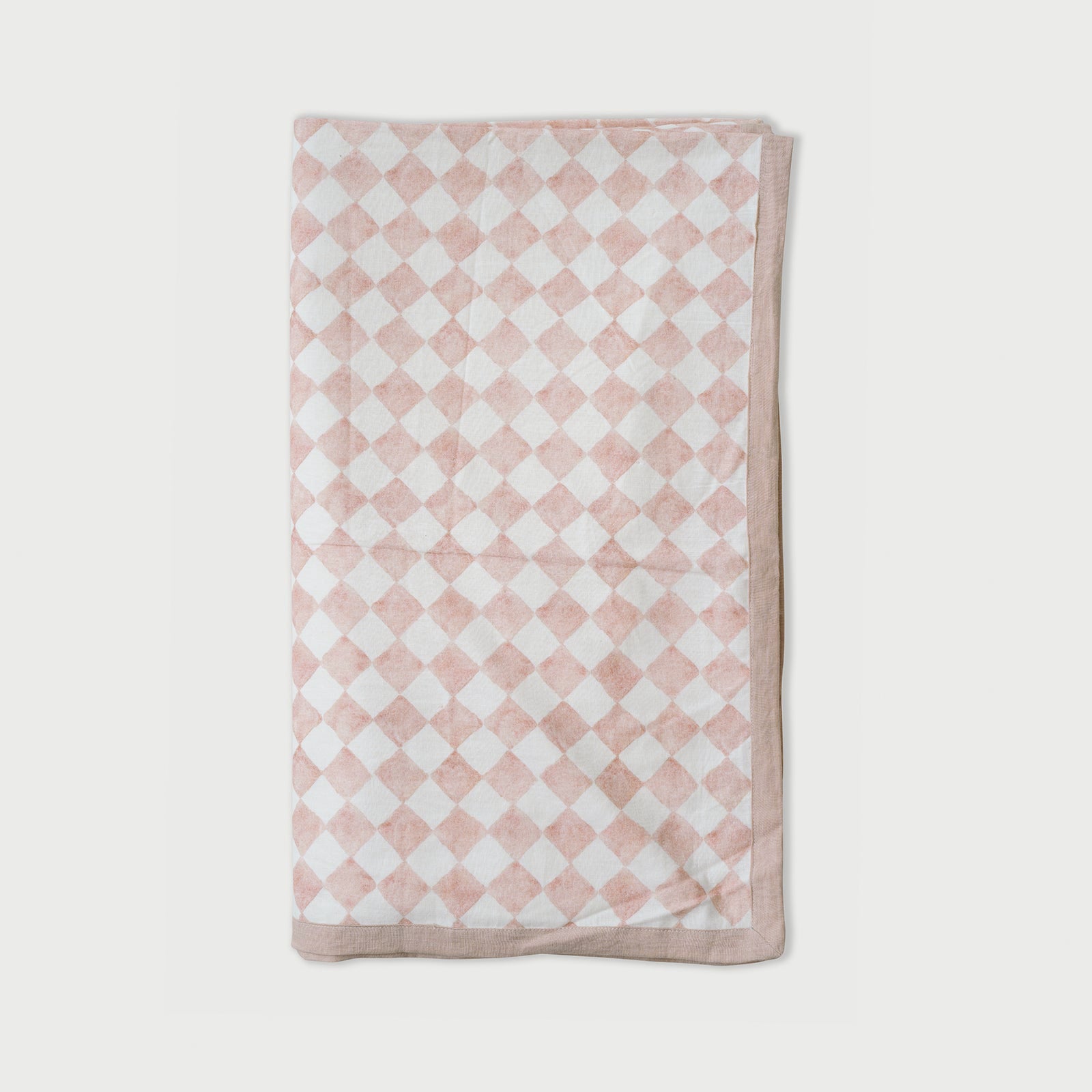 Checker Blush Linen Bedspread