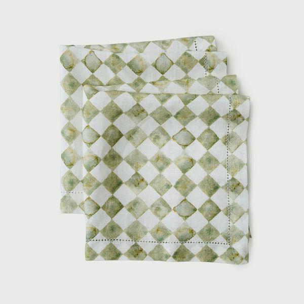 Checker Green Table Napkins | Set of 2