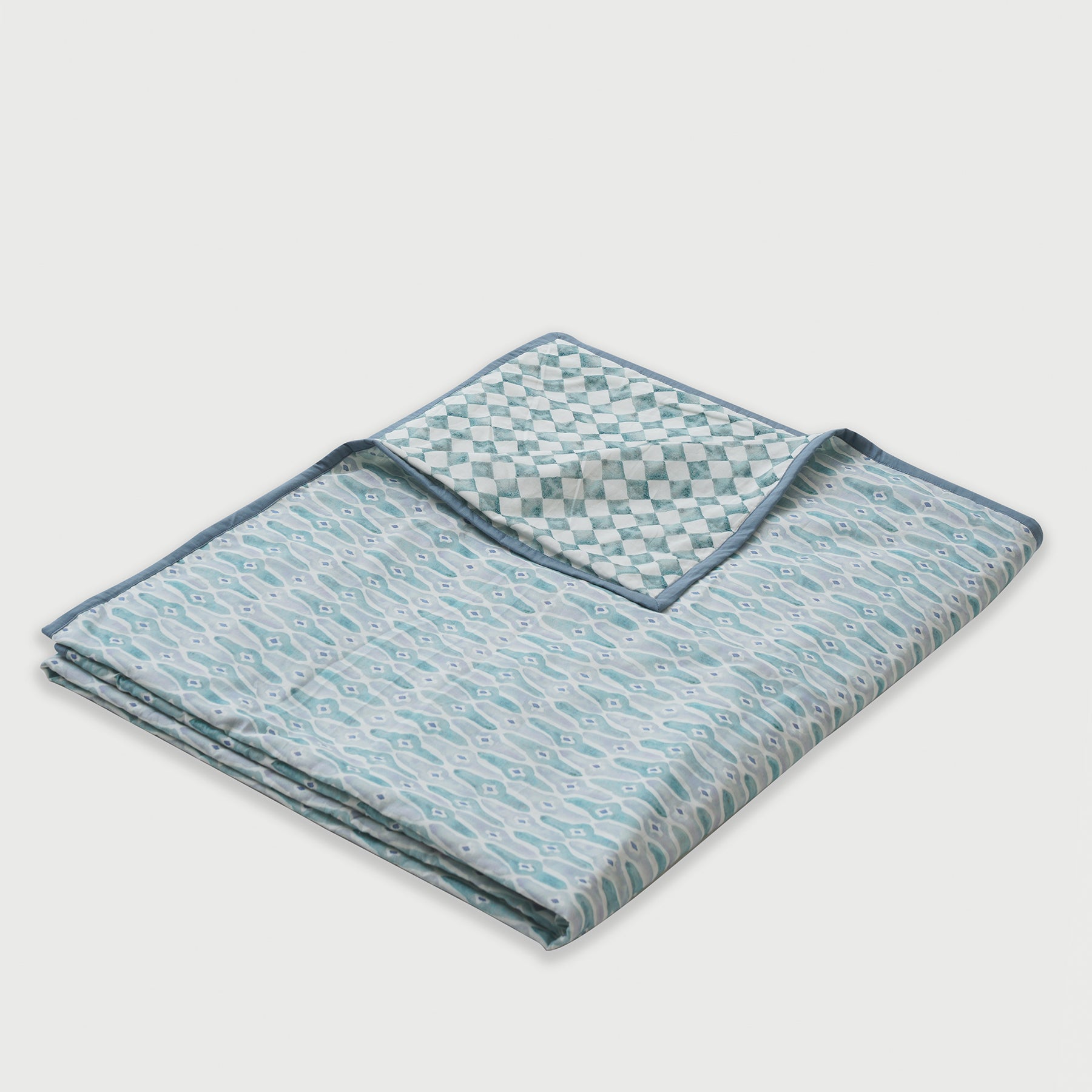 Checker Mosaic Blue Cotton Dohar