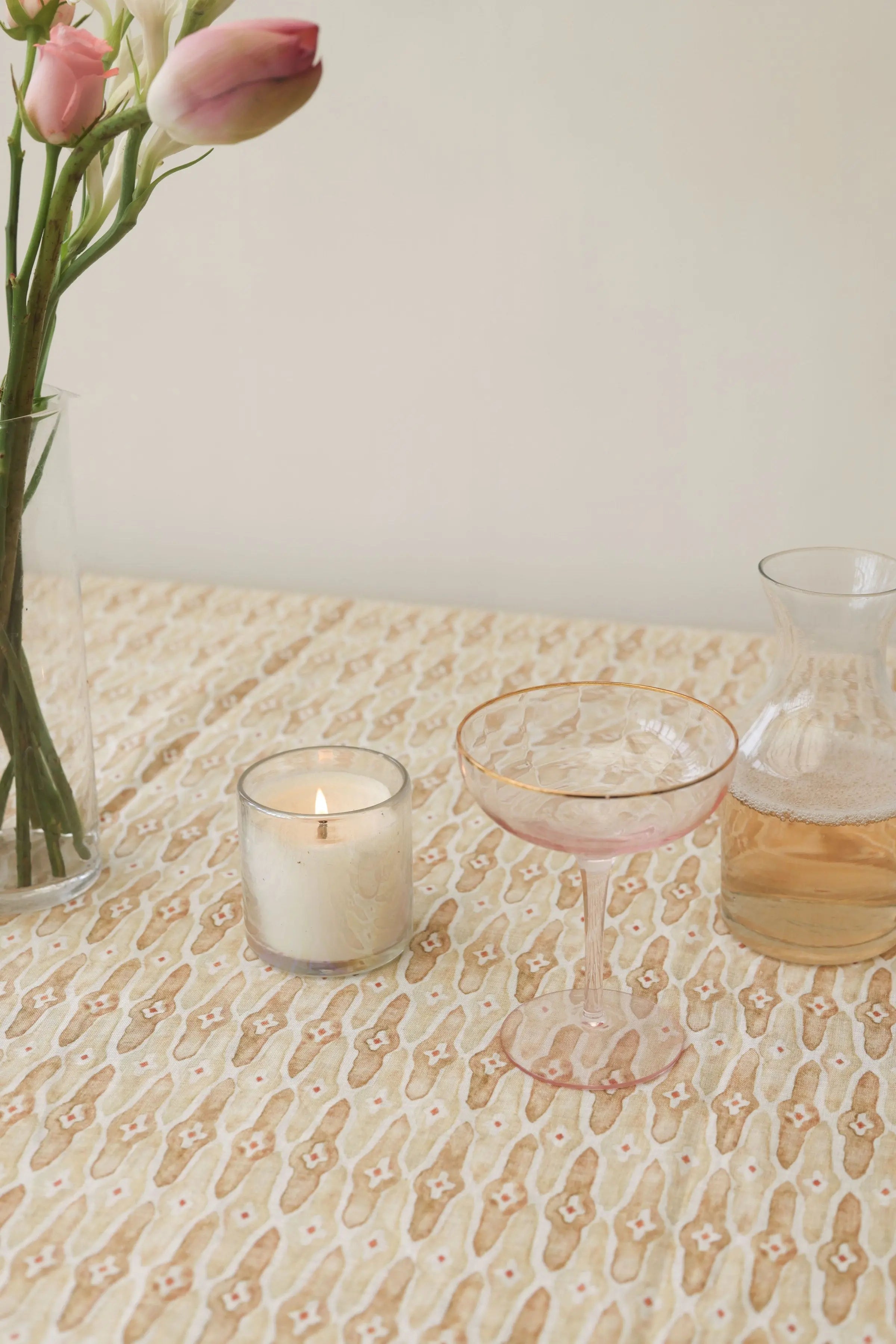 Mosaic Sand Linen Table Cover SanctuaryLiving
