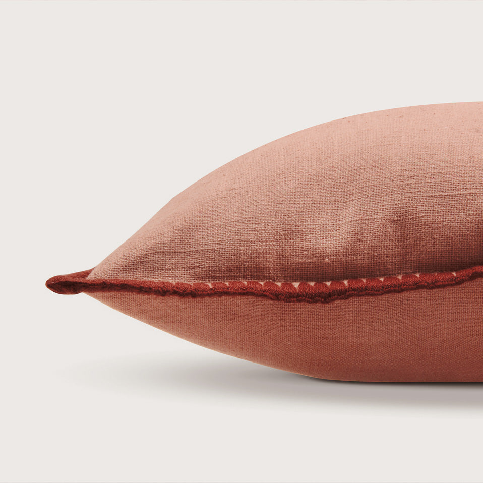 Sofia Dusty Rose Embroidered Cotton Cushion Cover