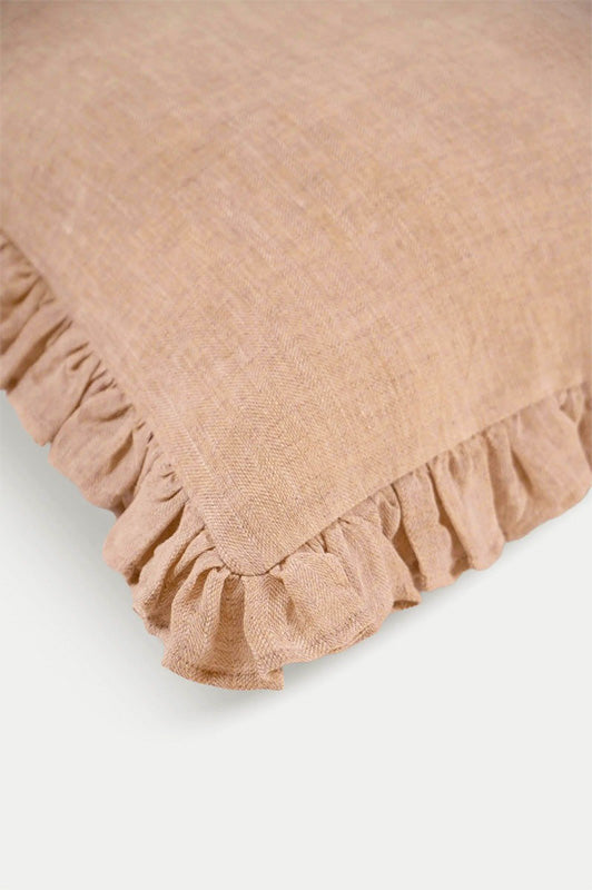 Linen Ruffle Blush Pillow Cover