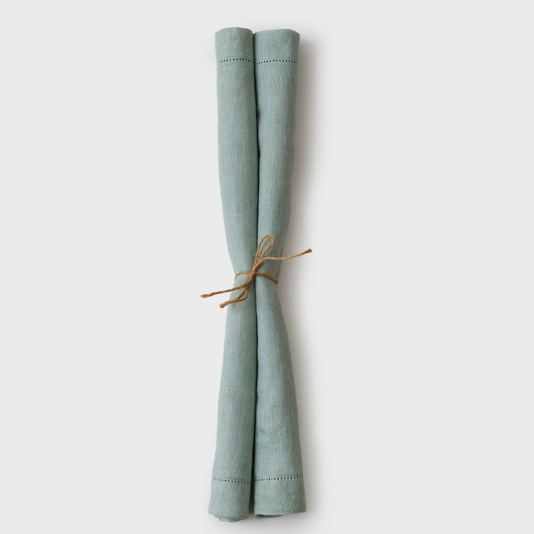Hemstitch Duck Egg Linen Table Mats | Set of 2