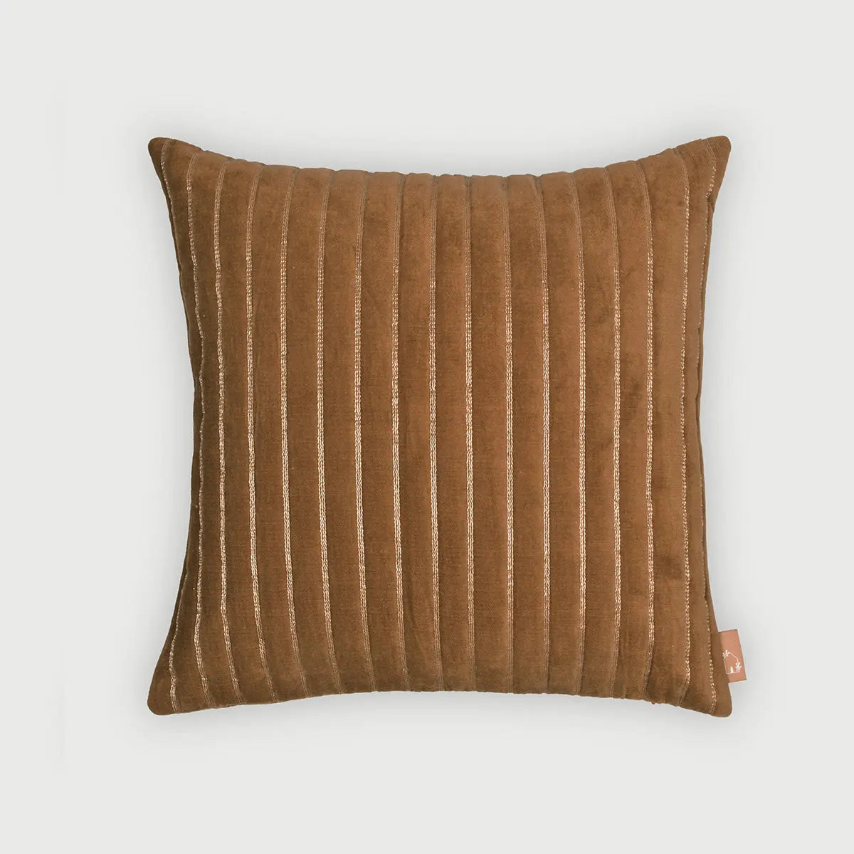 Eden Striped Tan Brown Velvet Cushion Cover SanctuaryLiving
