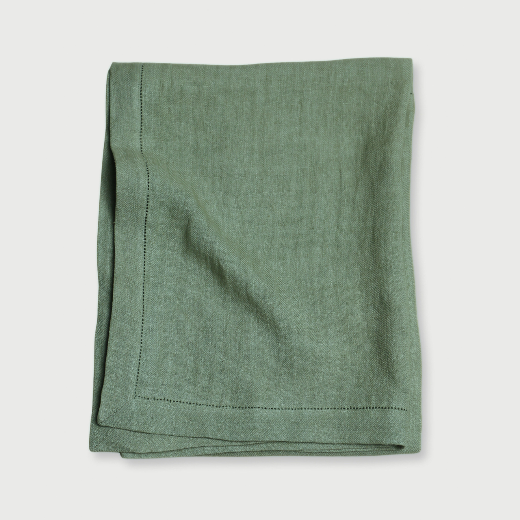 Eucalyptus Herringbone Linen Table Cover
