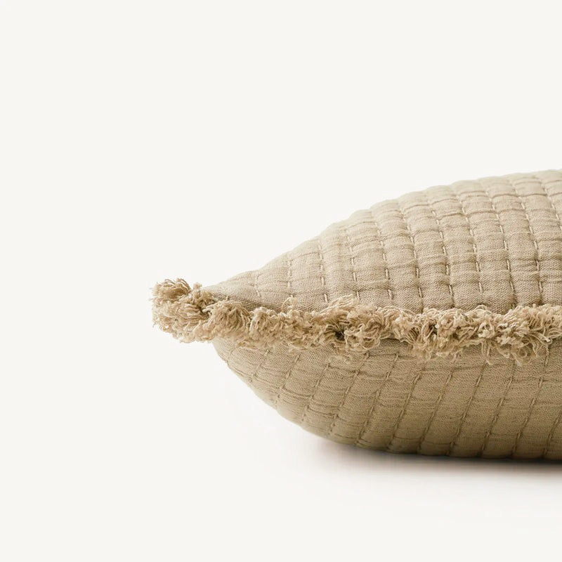 Trail Beige Cotton Cushion Cover