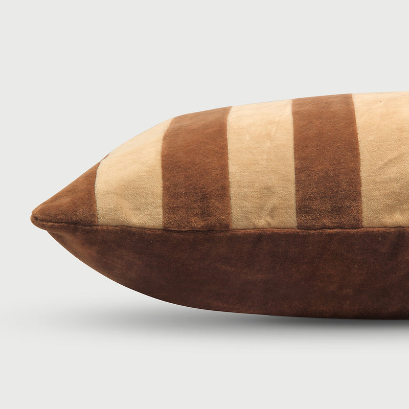 Holly Tan Brown Velvet Stripe Cushion Cover