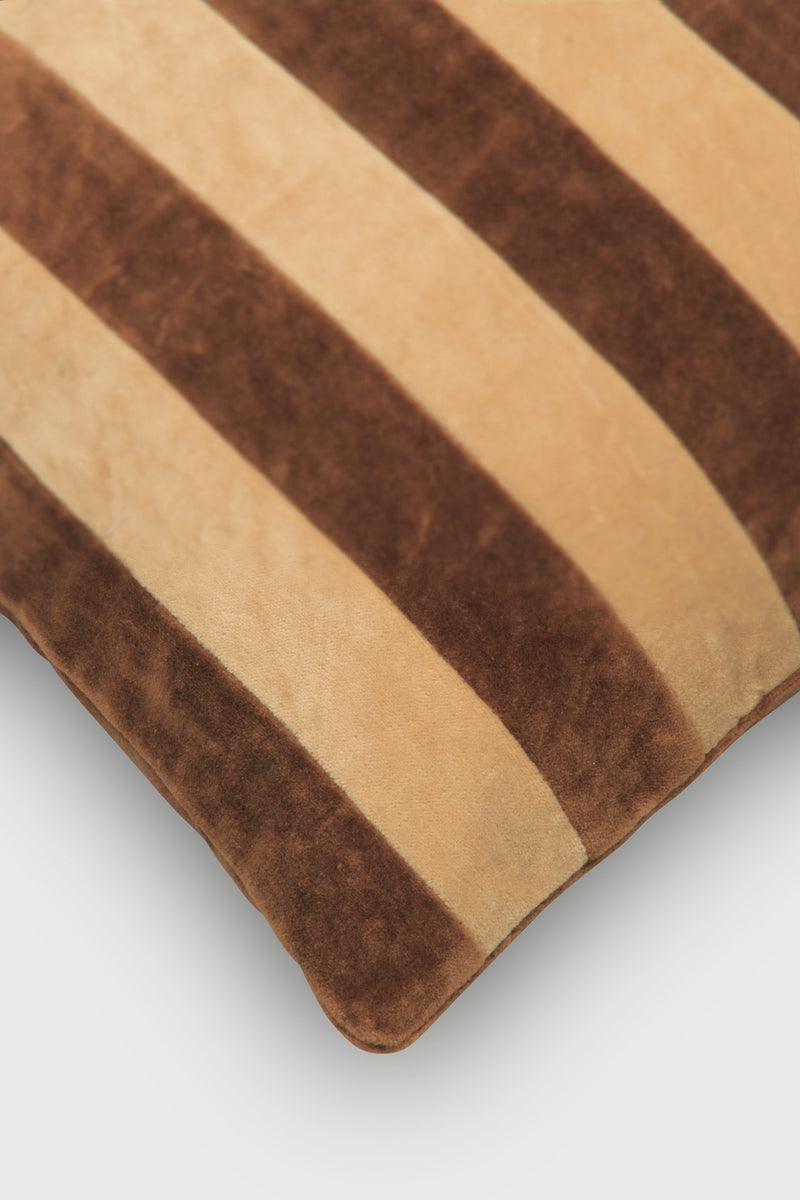 Holly Tan Brown Velvet Stripe Cushion Cover