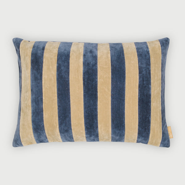 Holly Cobalt Blue Velvet Stripe Cushion Cover