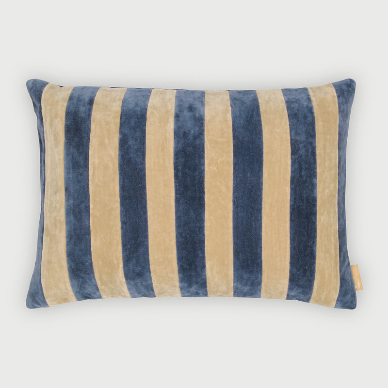 Holly Cobalt Blue Velvet Stripe Cushion Cover