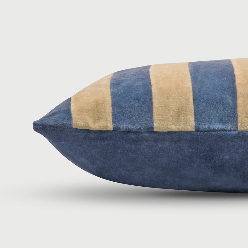 Holly Cobalt Blue Velvet Stripe Cushion Cover