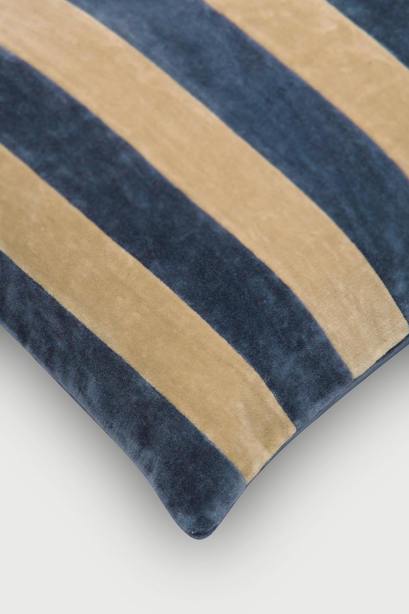 Holly Cobalt Blue Velvet Stripe Cushion Cover