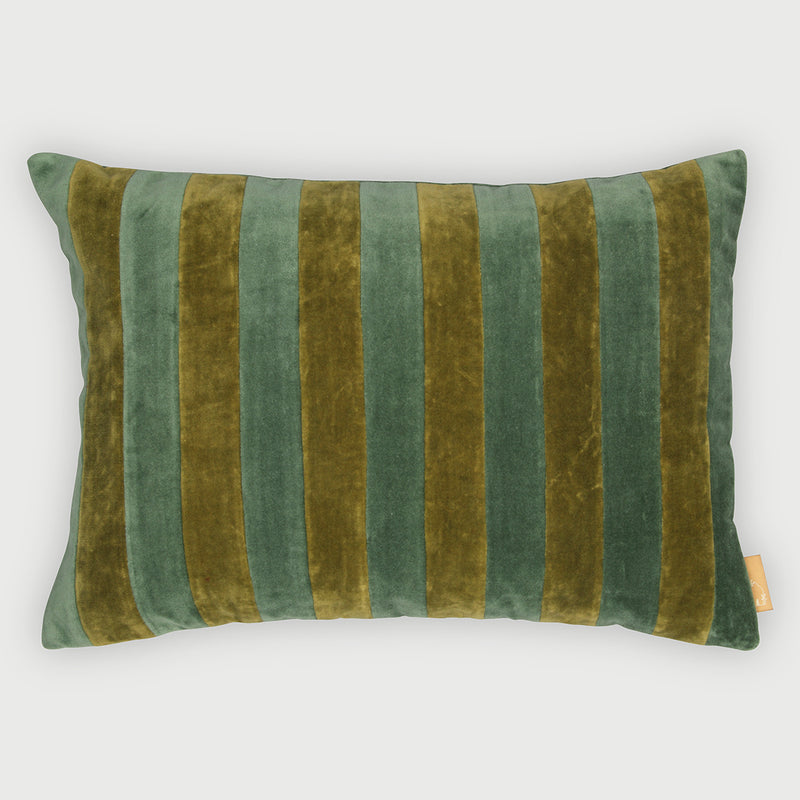 Holly Eucalyptus Velvet Stripe Cushion Cover