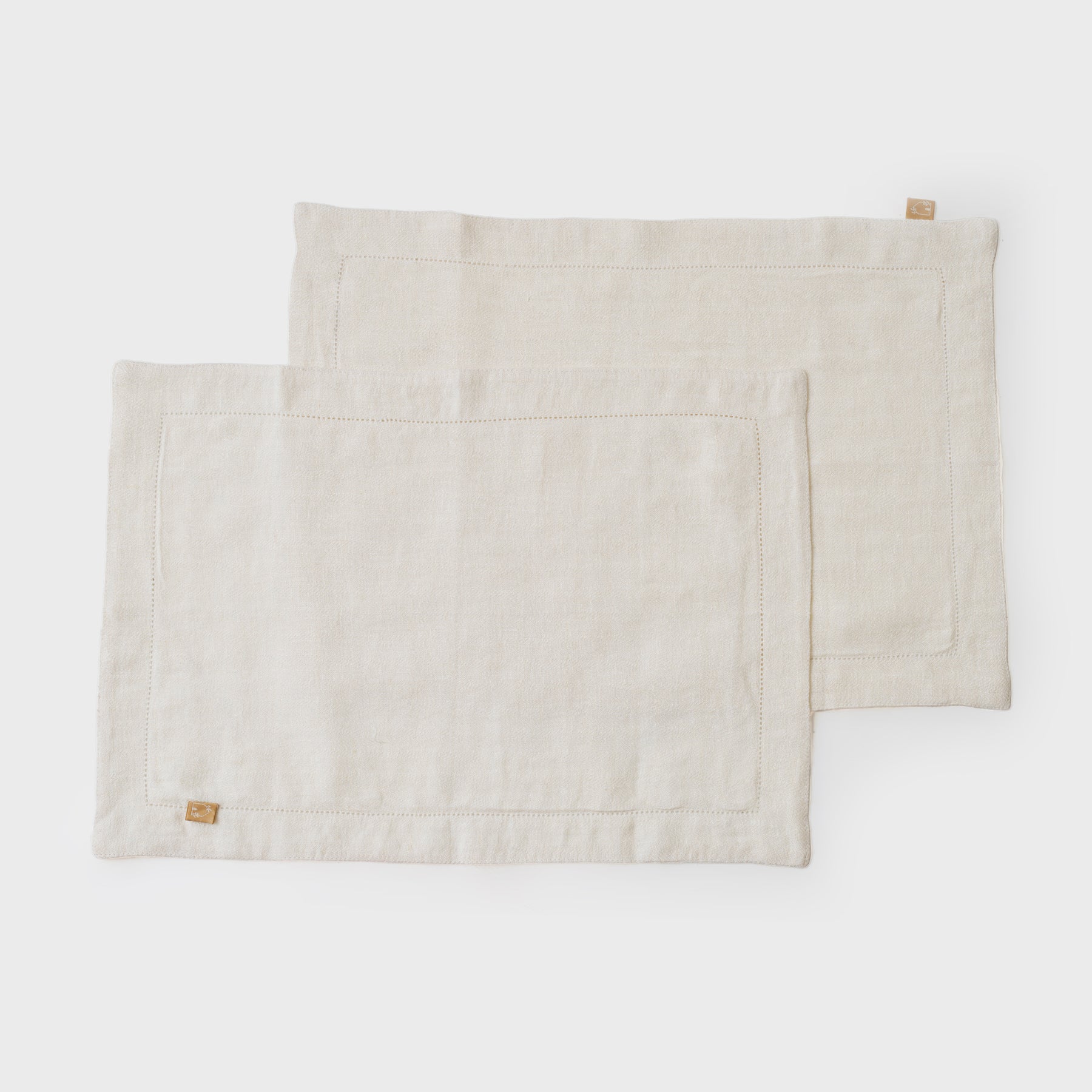 Hemstitch Ivory Linen Table Mats | Set of 2