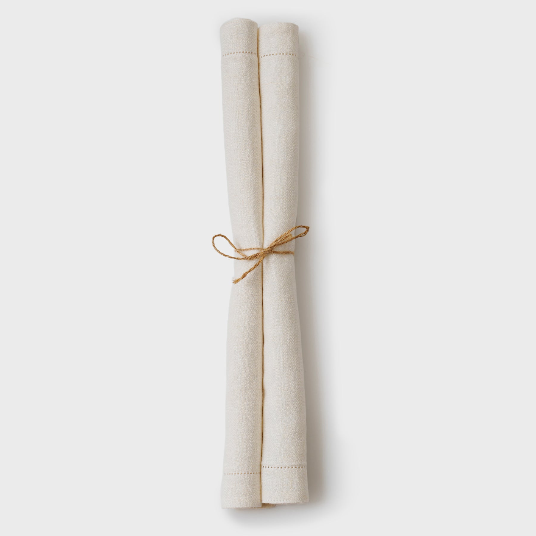Hemstitch Ivory Linen Table Mats | Set of 2