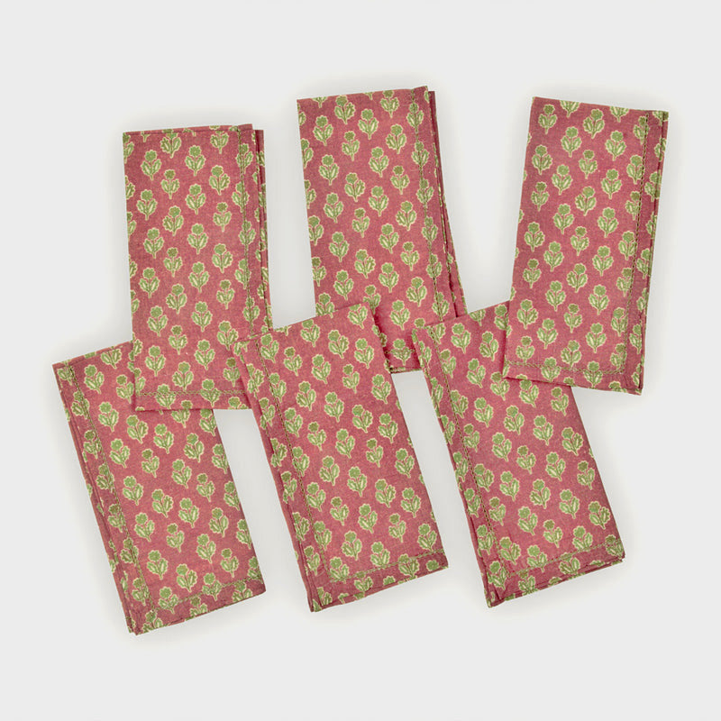 Viola Carmine Cotton Table Napkins-Set of 6
