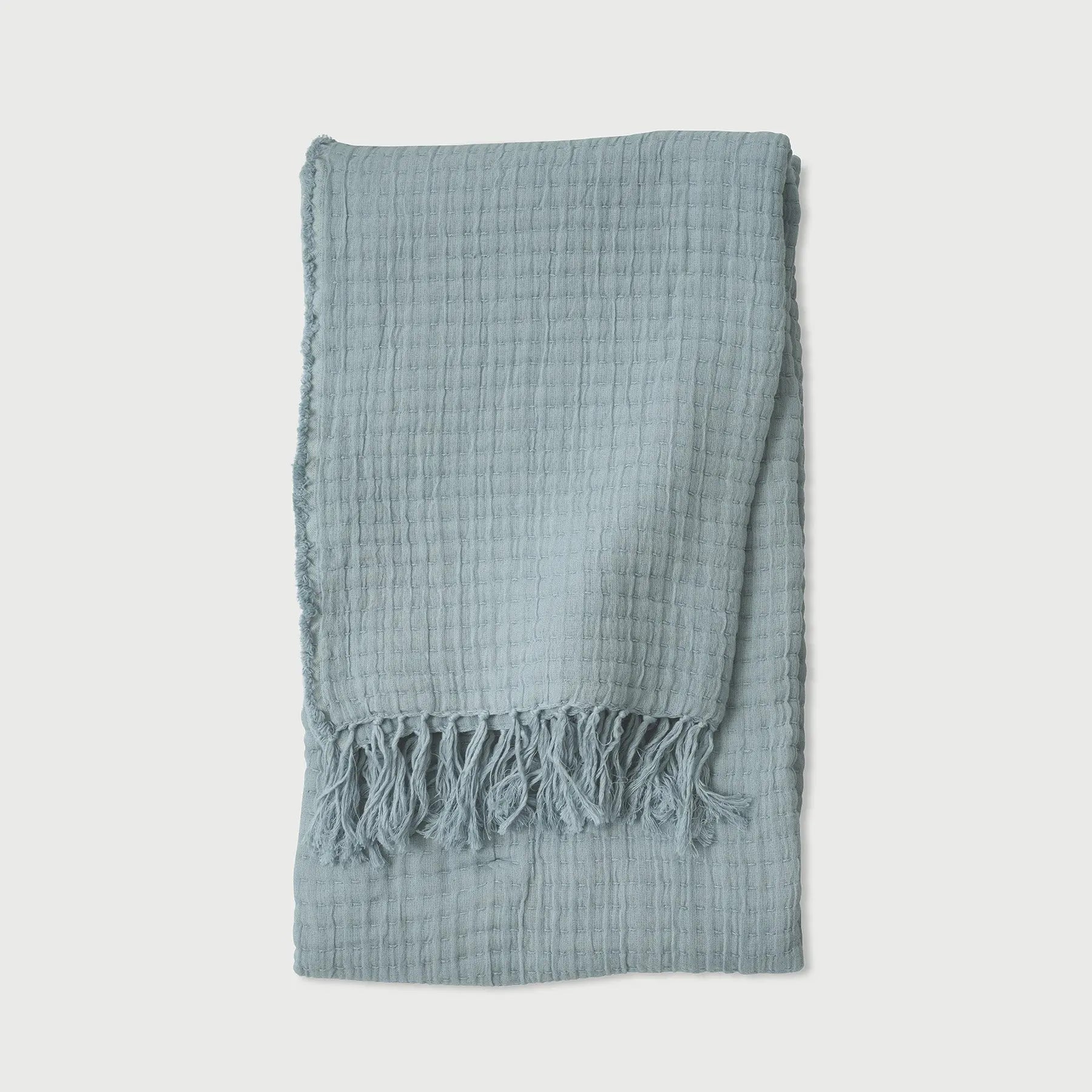 Trail Baby Blue Cotton Throw SanctuaryLiving