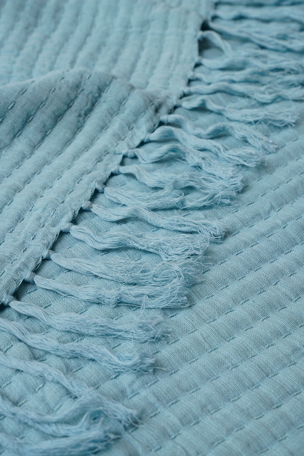 Trail Powder Blue Cotton Throw