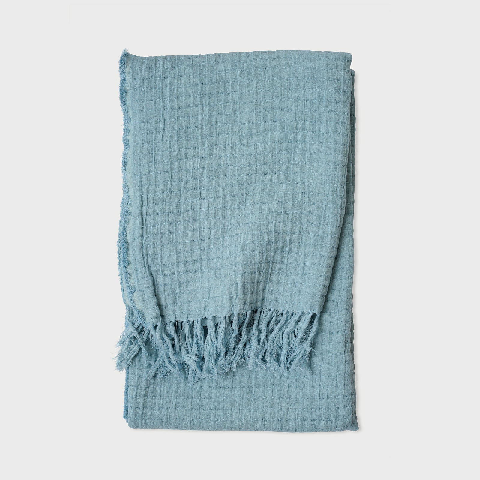 Trail Powder Blue Cotton Throw