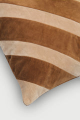 Heather Tan Brown Velvet Stripe Cushion Cover