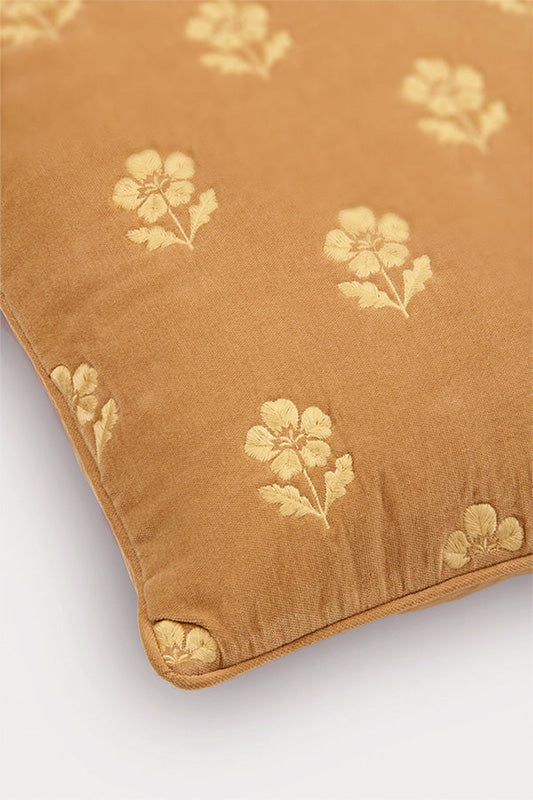 Lucia Amber Embroidered Velvet Cushion Cover