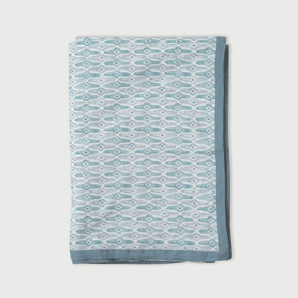 Mosaic Blue Linen Bedspread