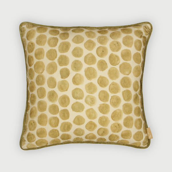 Polka Dot Olive Velvet Cushion Cover