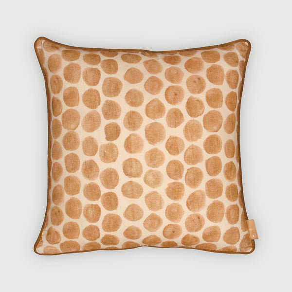 Polka Dot Caramel Velvet Cushion Cover