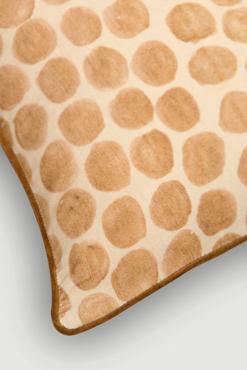 Polka Dot Caramel Velvet Cushion Cover