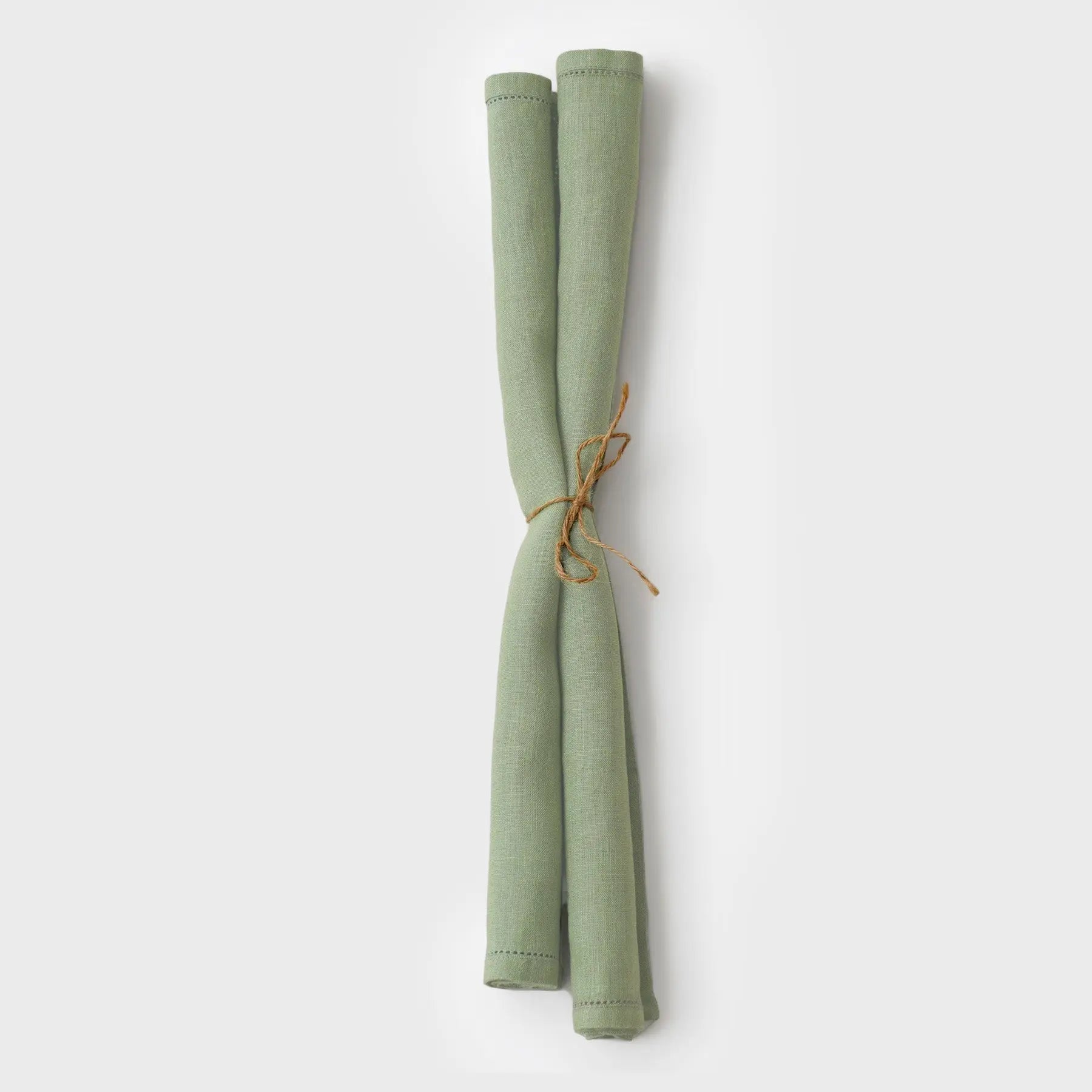 Hemstitch Sage Linen Table Mats-Set of 2 SanctuaryLiving