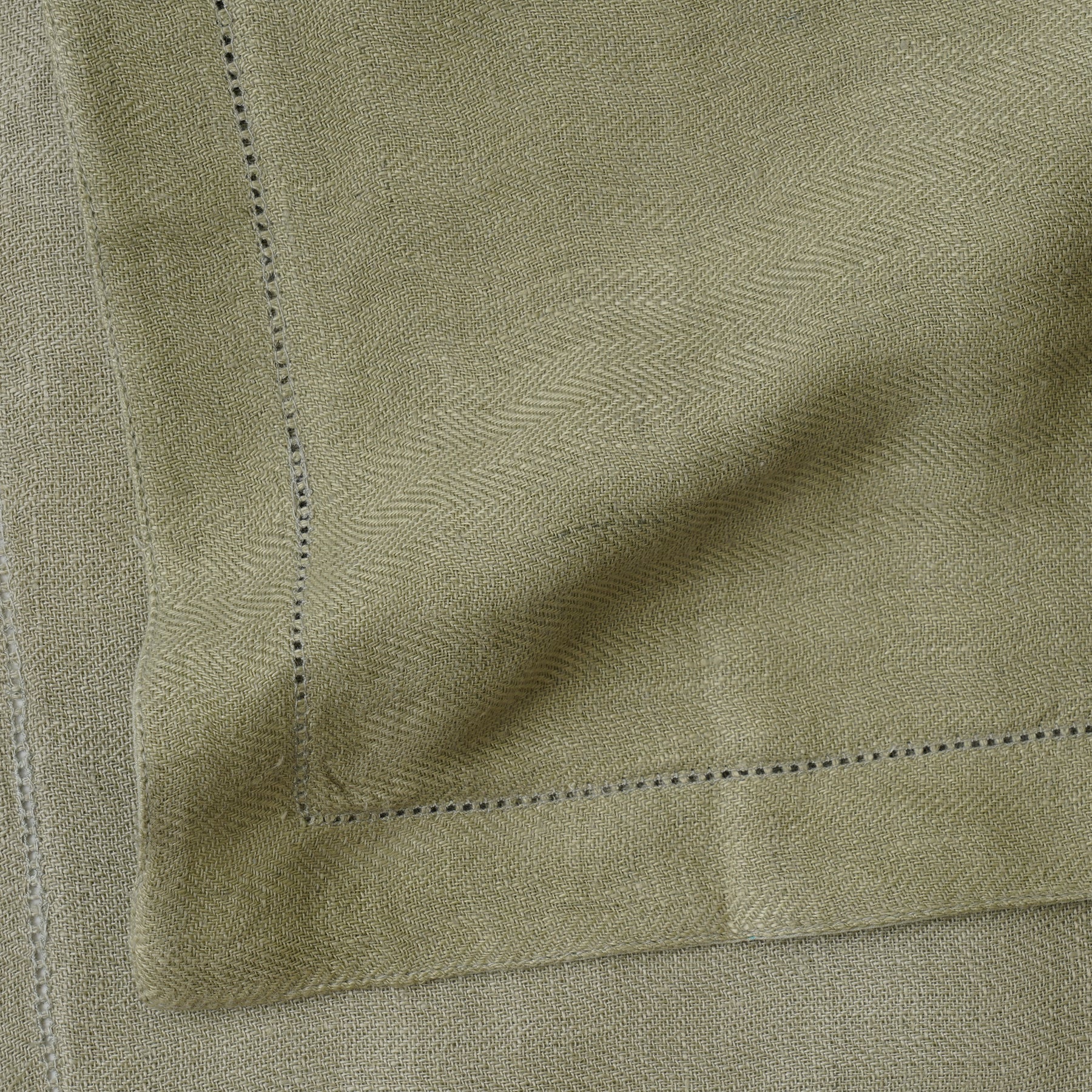 Hemstitch Sage Linen Table Mats | Set of 2