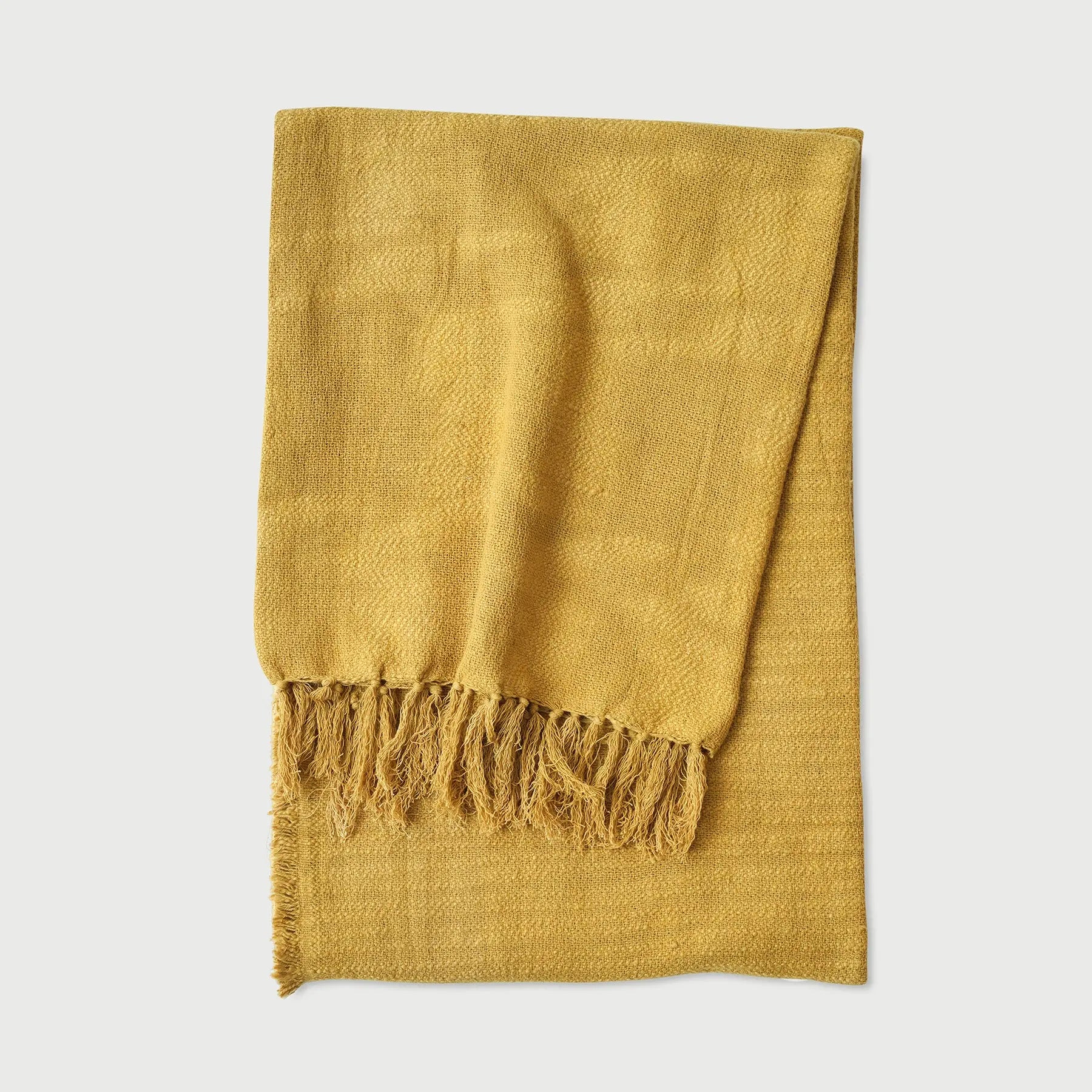 Handloom Cotton Slub Ochre Throw SanctuaryLiving