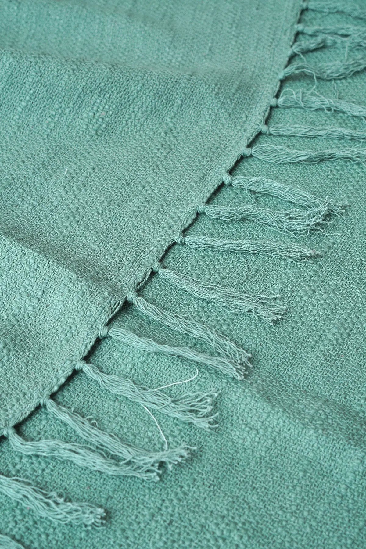 Handloom Cotton Slub Teal Throw SanctuaryLiving