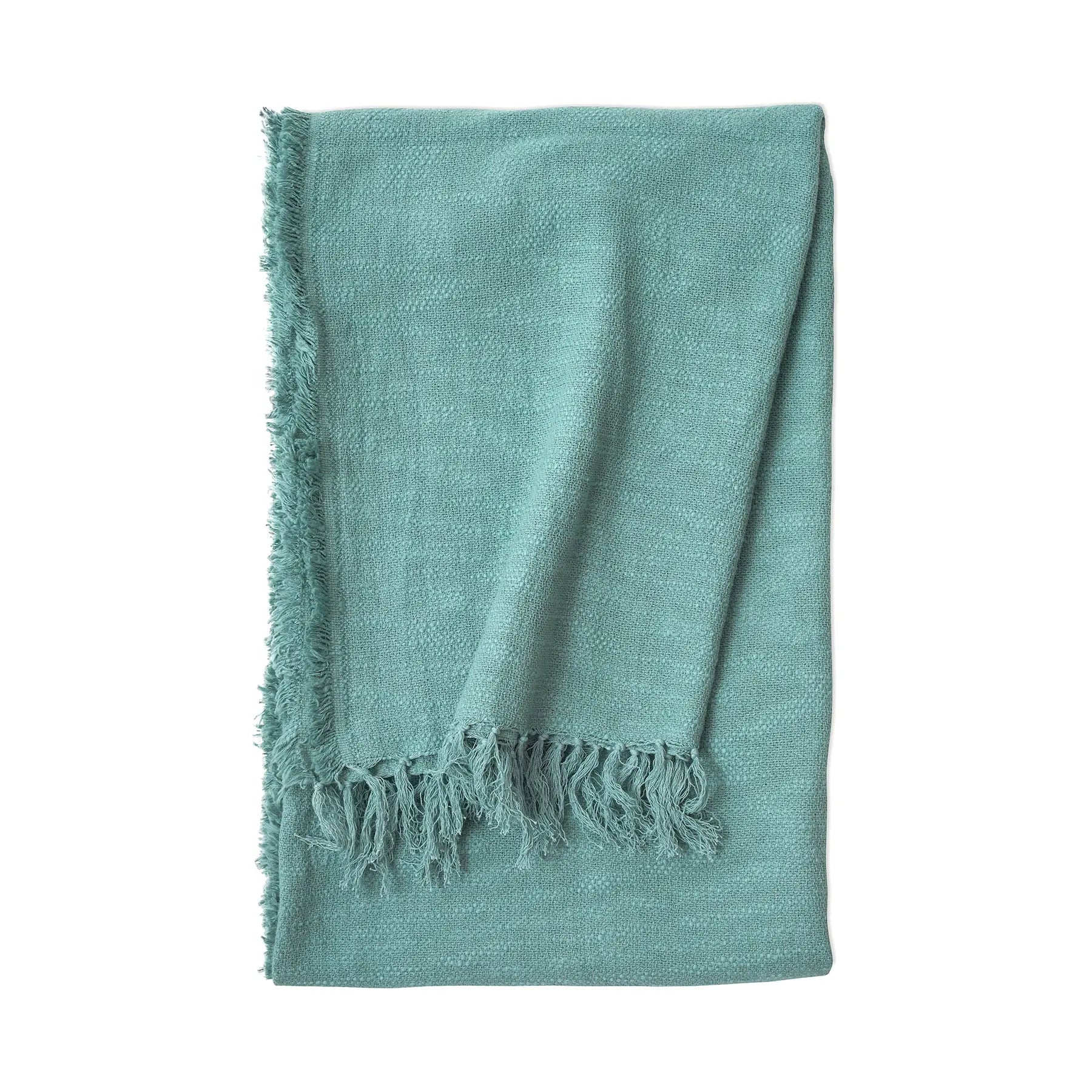 Handloom Cotton Slub Teal Throw SanctuaryLiving