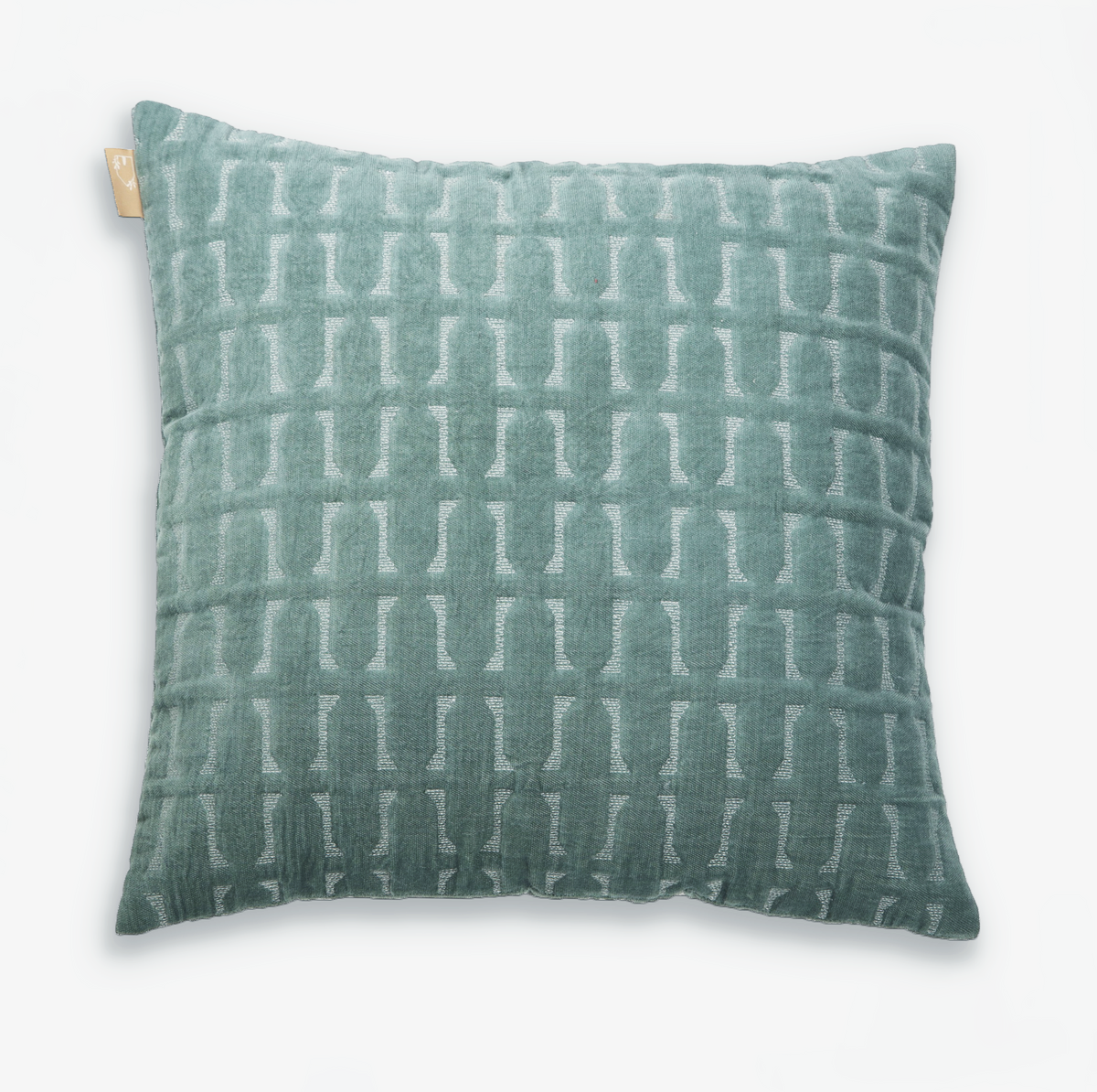 Twig Teal Embroidered Velvet Cushion Cover