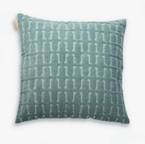 Twig Teal Embroidered Cushion Cover