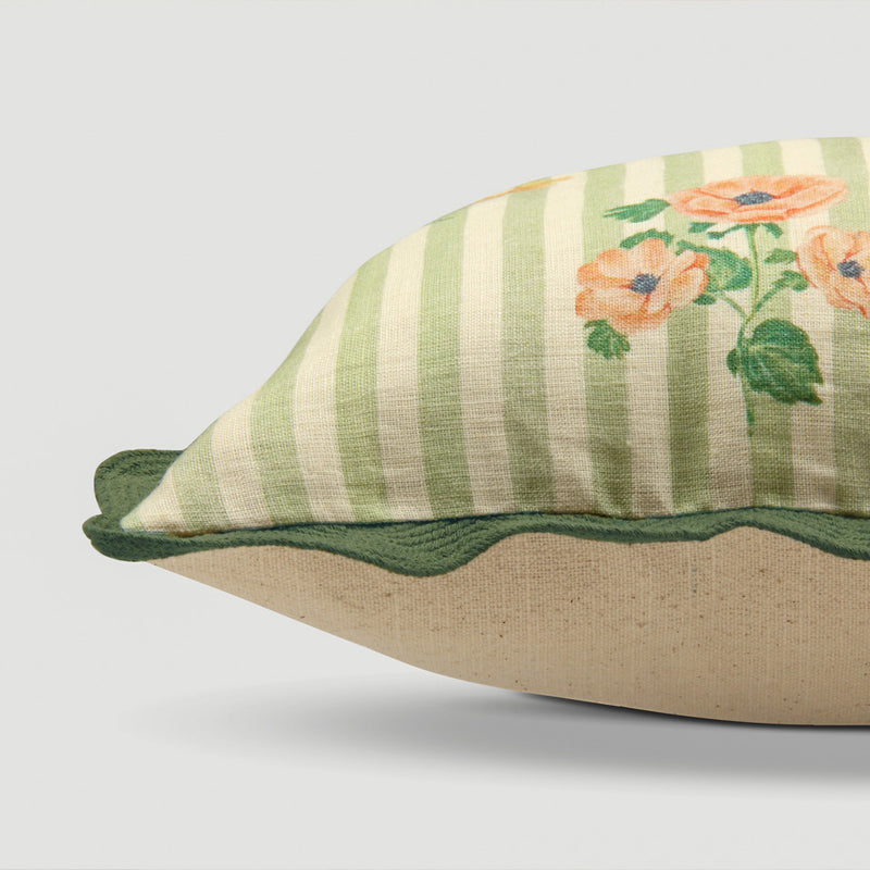 Rosalia Forest Green Linen Oblong Cushion Cover