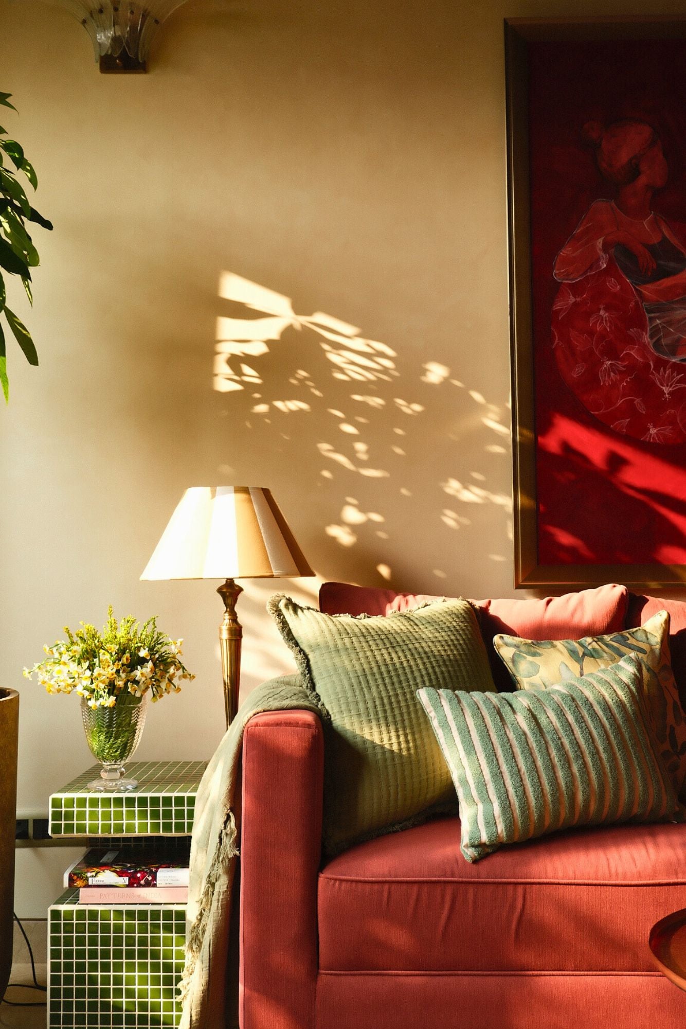 Flora Ochre Linen Cushion Cover