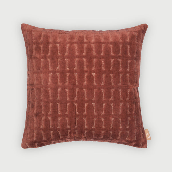 Twig Rhubarb Embroidered Velvet Cushion Cover