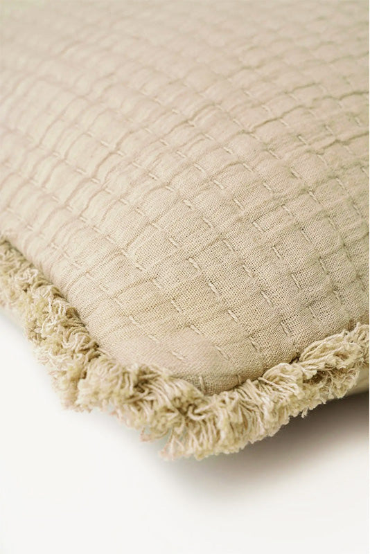 Trail Beige Cotton Cushion Cover