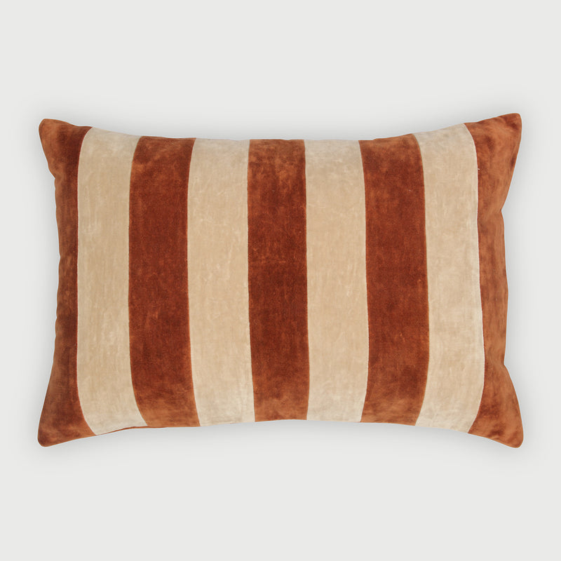 Willow Burnt Orange Velvet Stripe Cushion Cover