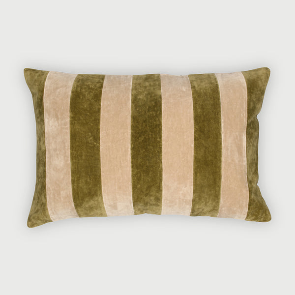 Willow Olive Velvet Stripe Cushion Cover