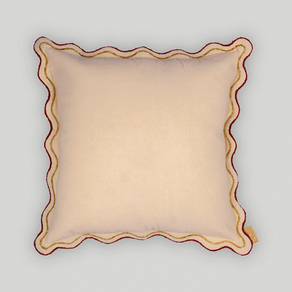 Aurora Scallop Oatmeal Embroidered Cushion Cover