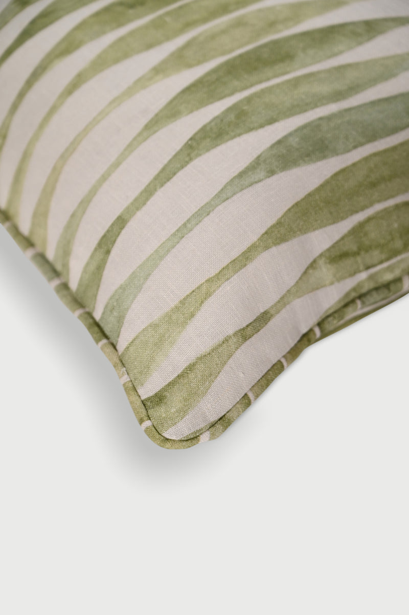Ripple Sage Oblong Linen Cushion Cover
