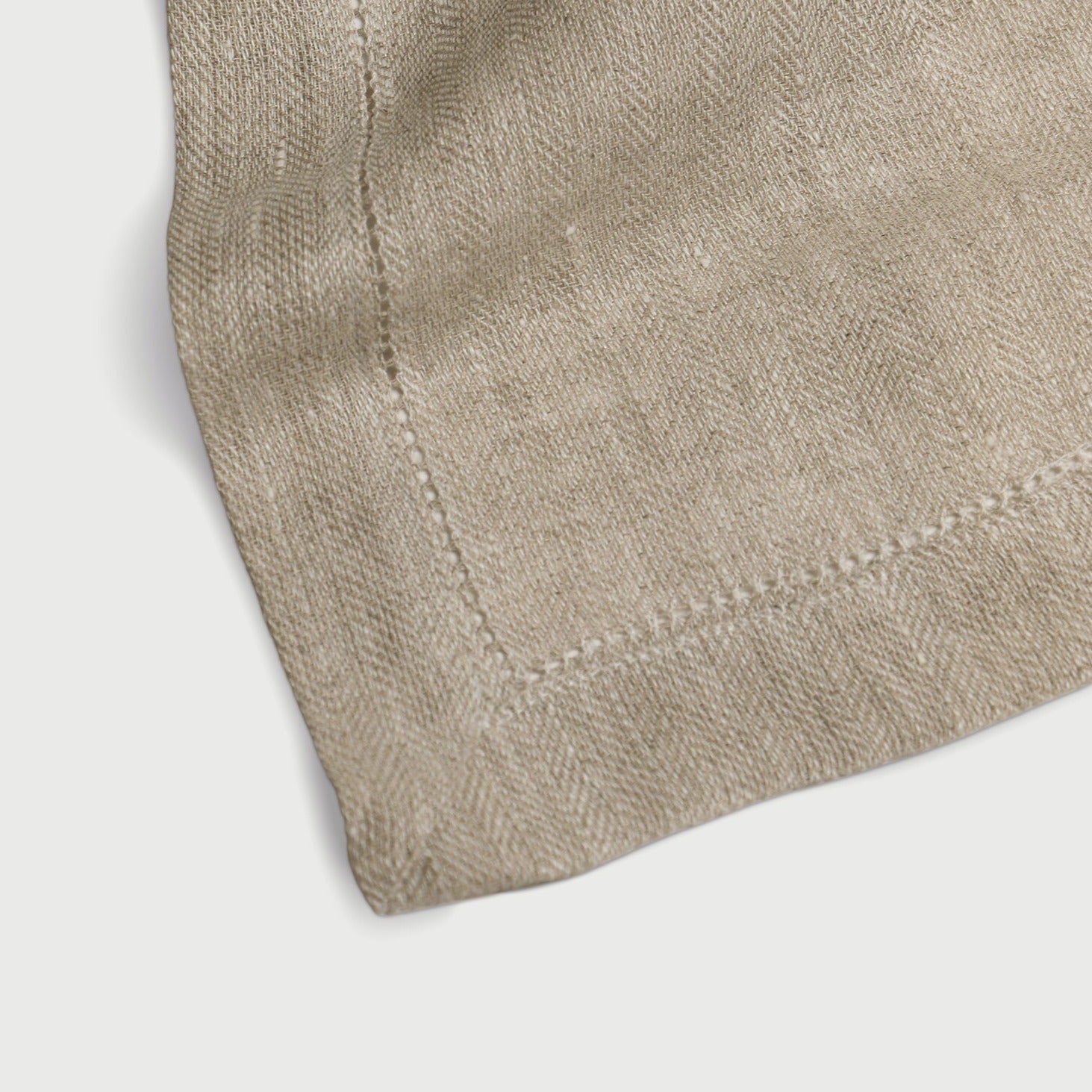 Oatmeal Herringbone Linen Table Runner
