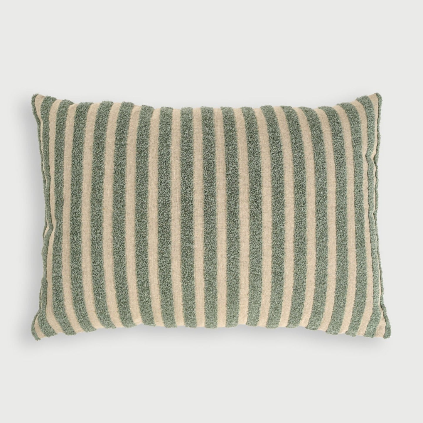 Stripe Duck Egg Embroidered Linen Cushion Cover