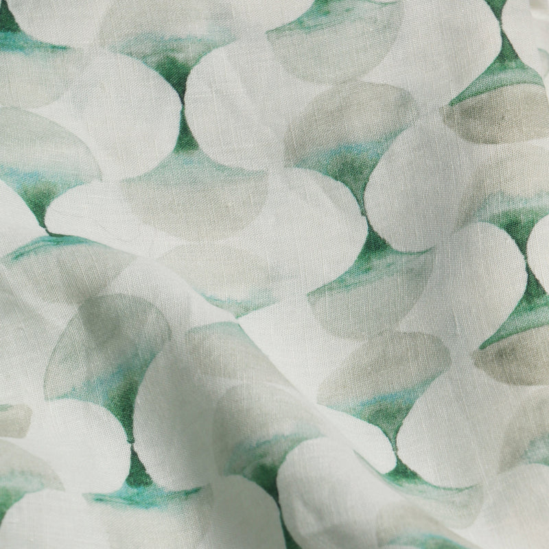 Cove Teal Linen Printed Fabric