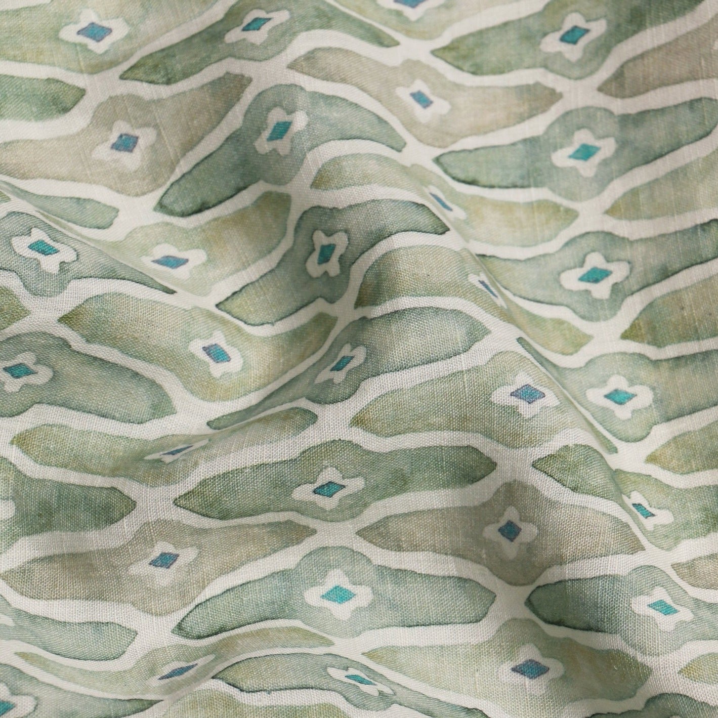 Mosaic Sage Linen Bedspread