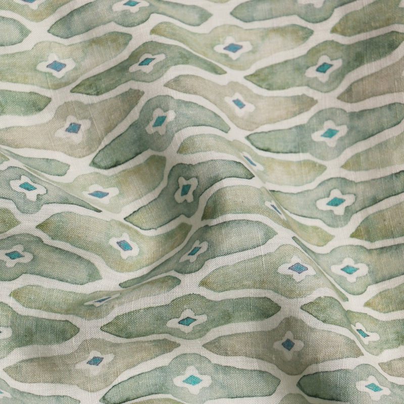Mosaic Sage Linen Table Runner