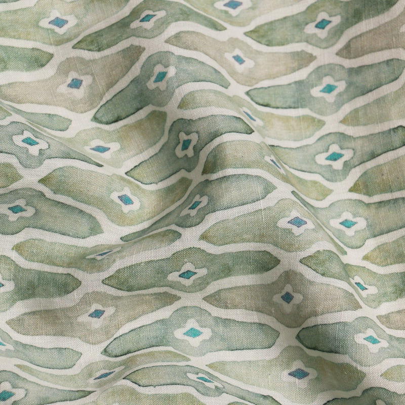 Mosaic Sage Linen Printed Fabric